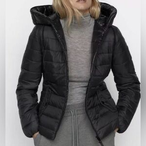 Zara Black Quilted Puffer Jacket reversible
